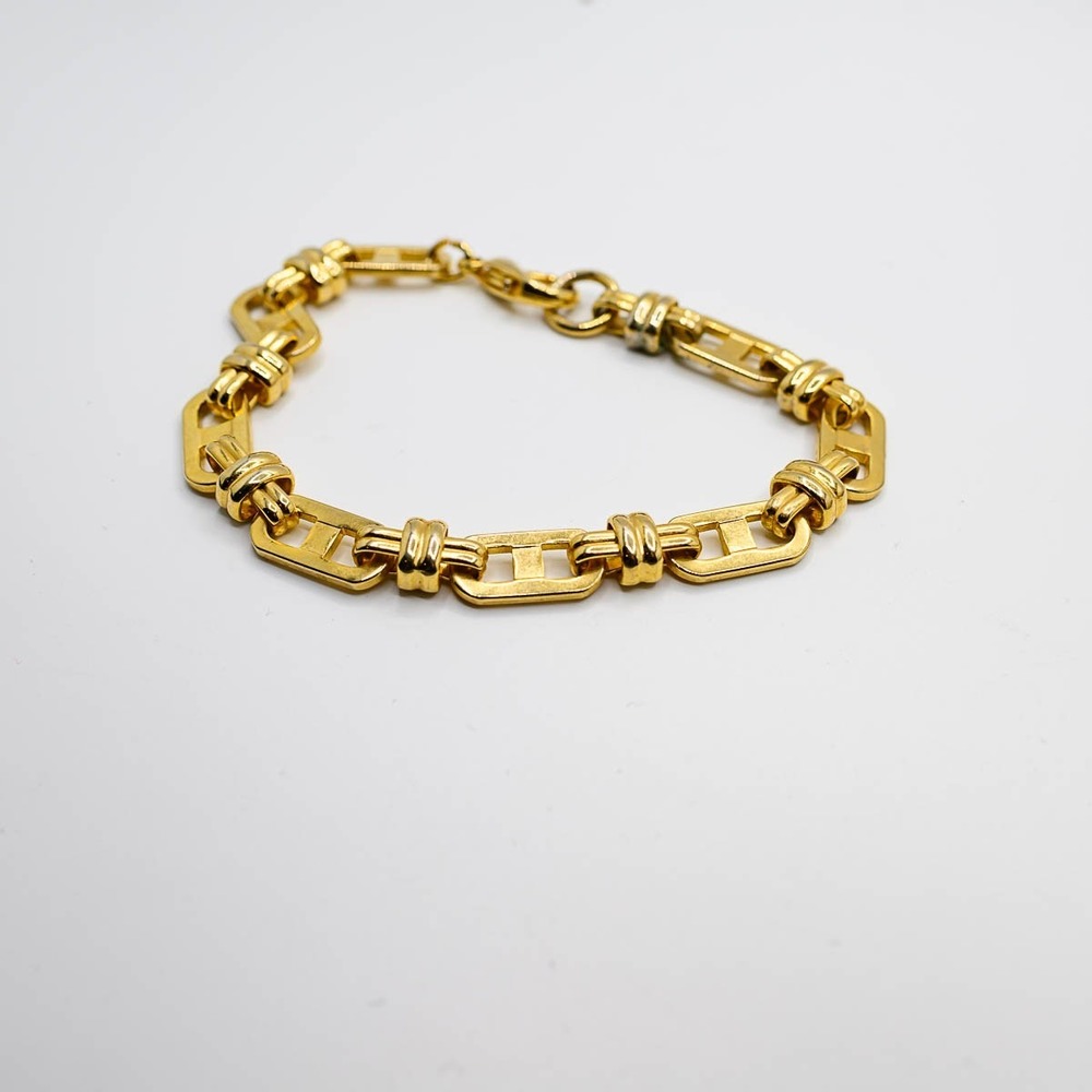 Gold Tone Bracelet Chunky Links 7.5"